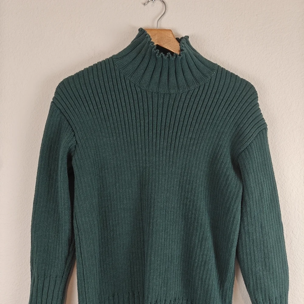 Free People Beach Trez Mock Neck Sweater Short Knit Set Oversized Green Size XS